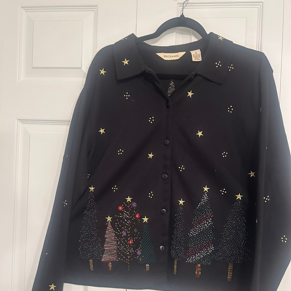 Christmas Loft Bechamel Black Shirt with Gold Accents
